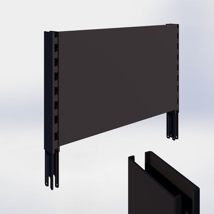 Verlengstuk - H40 x B3 x D8 cm - met achterwand glad - H40 x B66,5 cm - Zwart