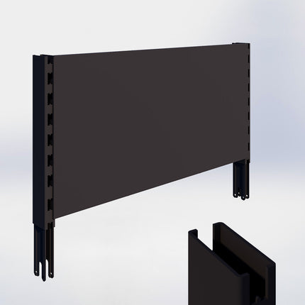 Verlengstuk - H40 x B3 x D6 cm - met achterwand glad - H40 x B80 cm - Zwart