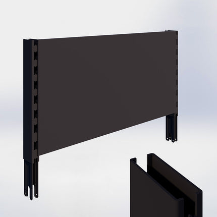 Verlengstuk - H40 x B3 x D8 cm - met achterwand glad - H40 x B80 cm - Zwart