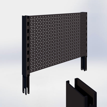 Verlengstuk - H40 x B3 x D6 cm - met achterwand perforatie - H40 x B66,5 cm - Zwart