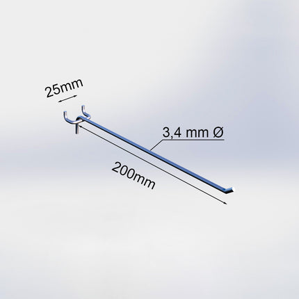 BOARD HOOKS single 200 mm 3.4mm 25