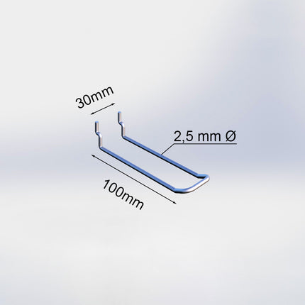 20030100A - Blisterhaak dubbel (50 stuks) - 100 mm - 2,5 mm ø - 25/30 mm h.o.h.