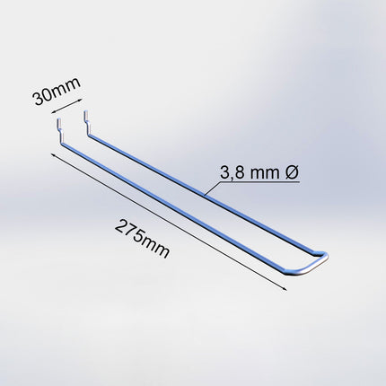 20038275A - Blisterhaak dubbel (50 stuks) - 275 mm - 3,8 mm ø - 25/30 mm h.o.h.