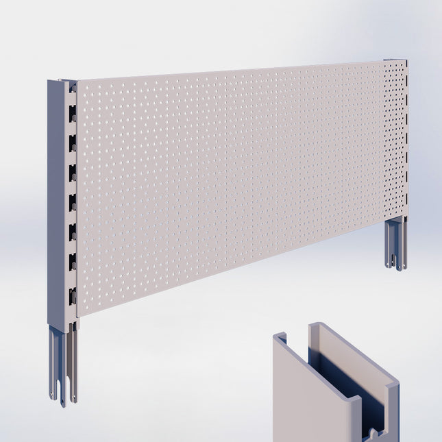 Verlengstuk Grijs (H x B x D) 40 cm x 3 cm x 6 cm met achterwand perforatie (H x B) 40 cm x 100 cm