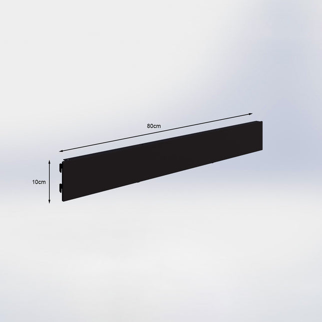 Winkelstelling achterwand glad Zwart (H x B) 10 cm x 80 cm