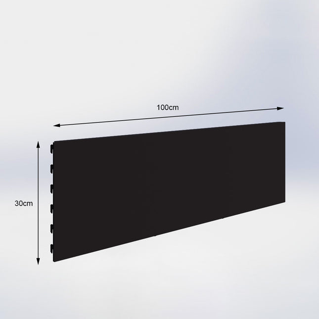 Winkelstelling achterwand glad Zwart (H x B) 30 cm x 100 cm