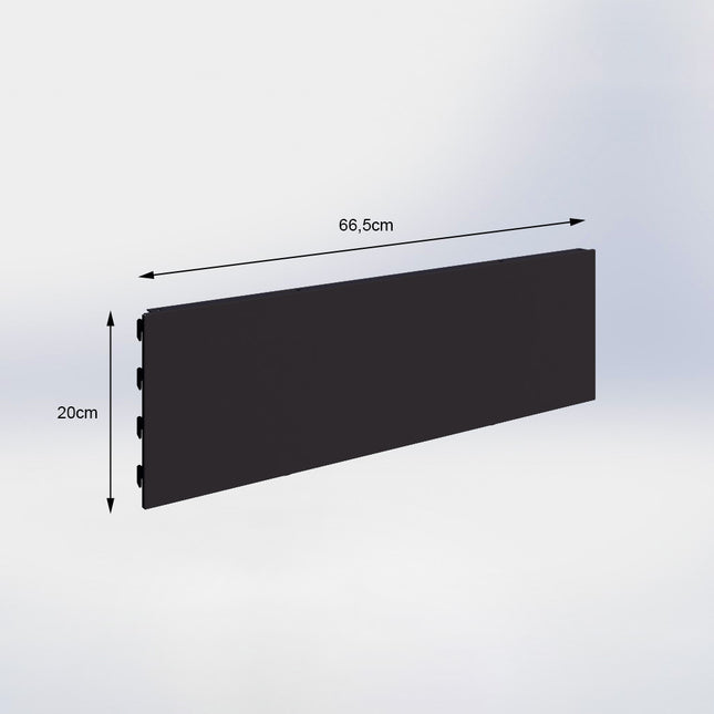 Winkelstelling achterwand glad Zwart (H x B) 20 cm x 66,5 cm