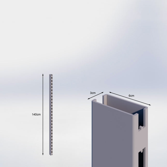 Staander Grijs (H x B x D) 140 cm x 3 cm x 6 cm