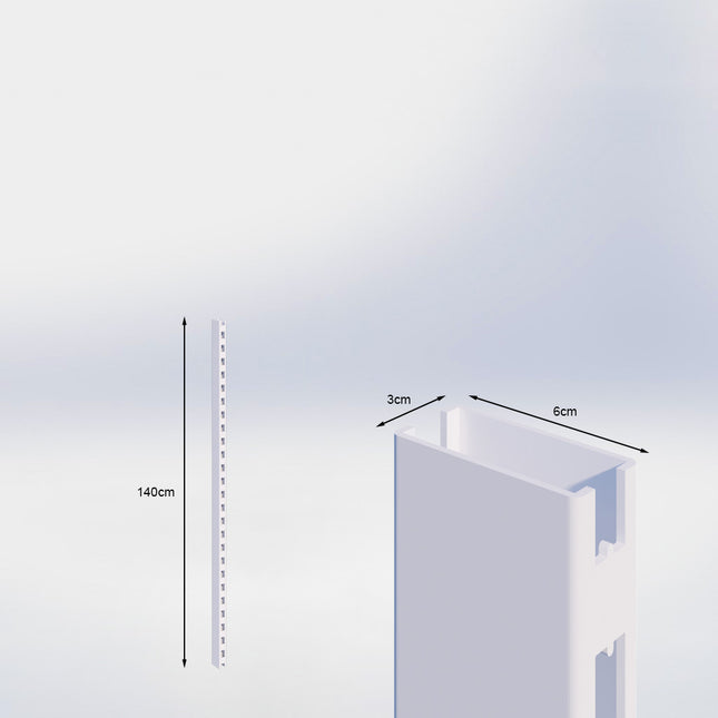 Staander Wit (H x B x D) 140 cm x 3 cm x 6 cm