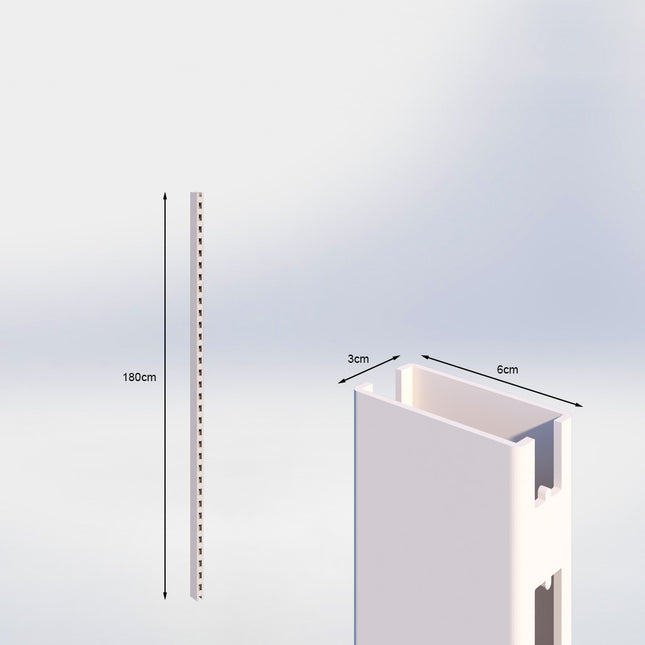 Staander Crème wit (H x B x D) 180 cm x 3 cm x 6 cm