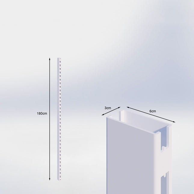 Staander Wit (H x B x D) 180 cm x 3 cm x 6 cm