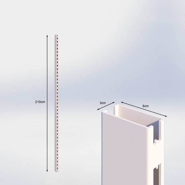 Staander Crème wit (H x B x D) 210 cm x 3 cm x 6 cm