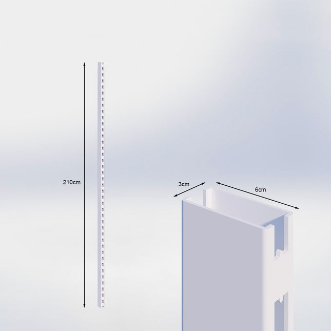 Staander Wit (H x B x D) 210 cm x 3 cm x 6 cm