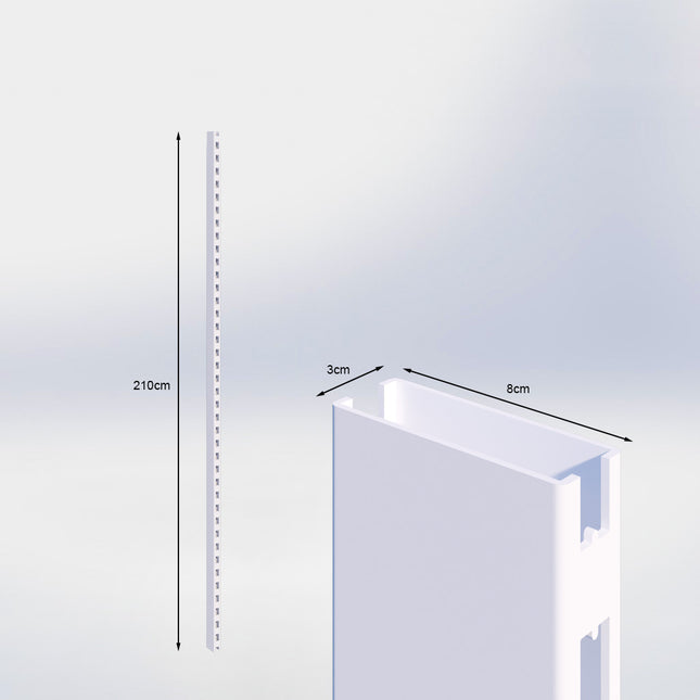 Staander Wit (H x B x D) 210 cm x 3 cm x 8 cm