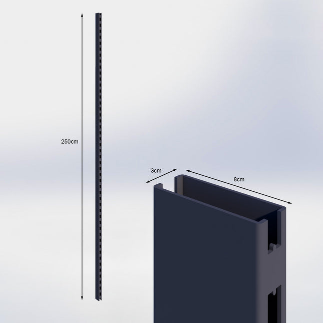Staander Antraciet (H x B x D) 250 cm x 3 cm x 8 cm