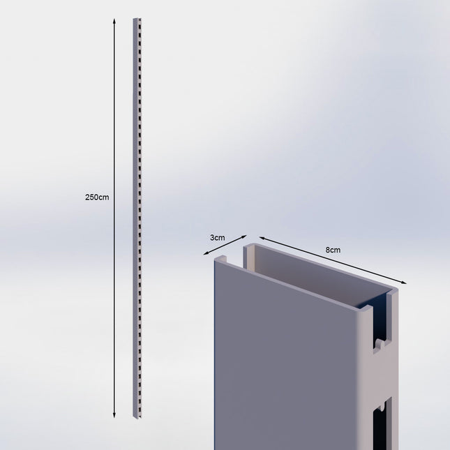 Staander Grijs (H x B x D) 250 cm x 3 cm x 8 cm