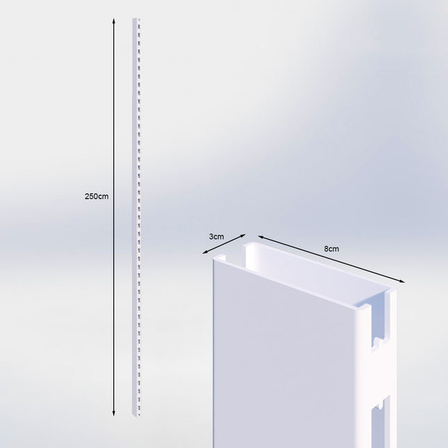 Staander Wit (H x B x D) 250 cm x 3 cm x 8 cm