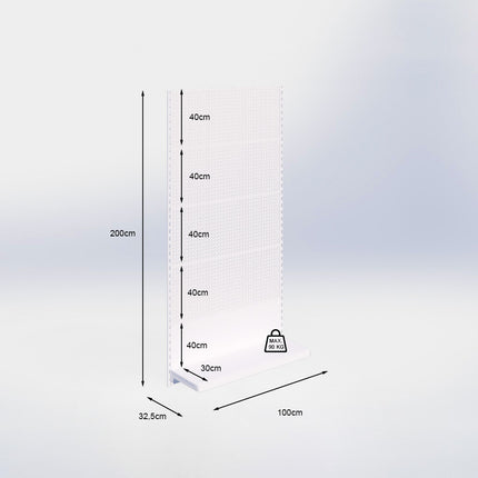 Wandrailstelling perforatie - H200 x B100 x D30 cm - 1 niveau - Antraciet