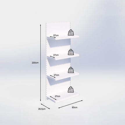 Wandrailstelling - H200 x B80 x D37 cm - 4 niveaus - Zwart