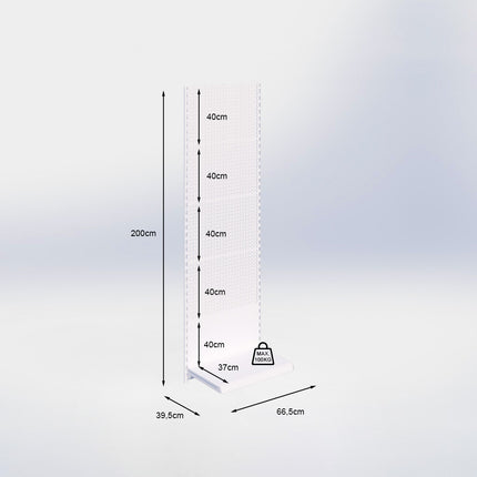 Wandrailstelling perforatie - H200 x B66,5 x D37 cm - 1 niveau - Antraciet