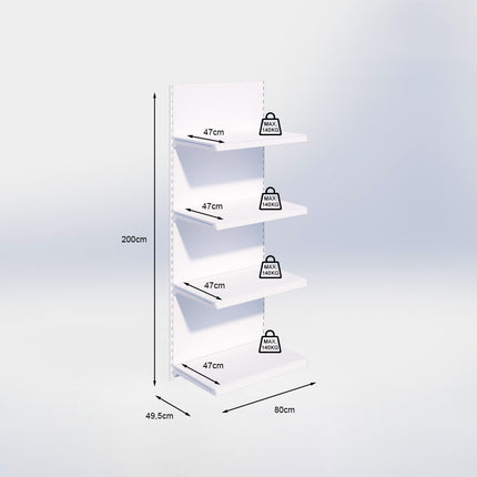 Wandrailstelling - H200 x B80 x D47 cm - 4 niveaus - Antraciet