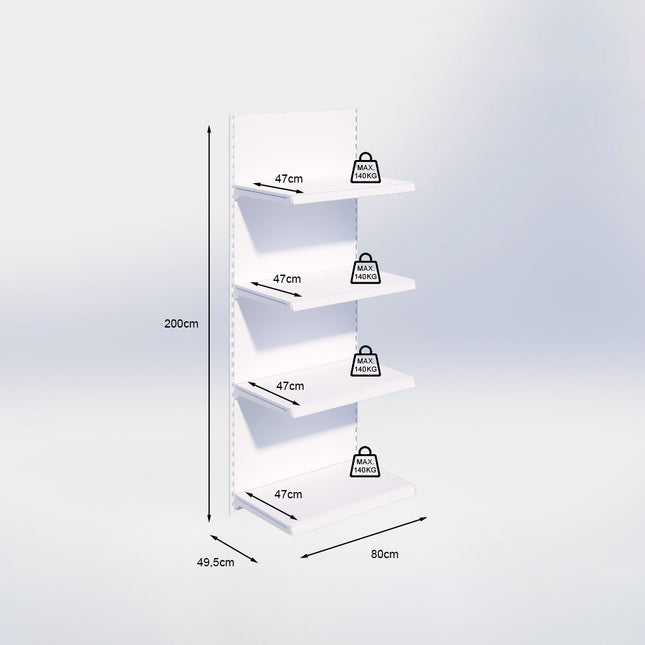 Wandrailstelling - H200 x B80 x D47 cm - 4 niveaus - Antraciet