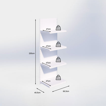 Wandrailstelling - H200 x B66,5 x D47 cm - 4 niveaus - Antraciet