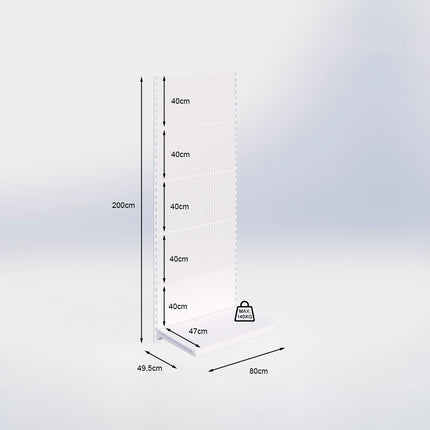 Wandrailstelling perforatie - H200 x B80 x D47 cm - 1 niveau - Antraciet