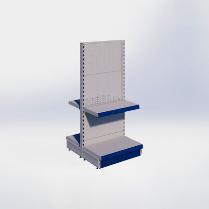 Middenstelling perforatie - H140 x B66,5 x D37 cm - 2 niveaus - Grijs