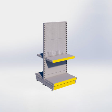Middenstelling perforatie - H140 x B66,5 x D37 cm - 2 niveaus - Grijs