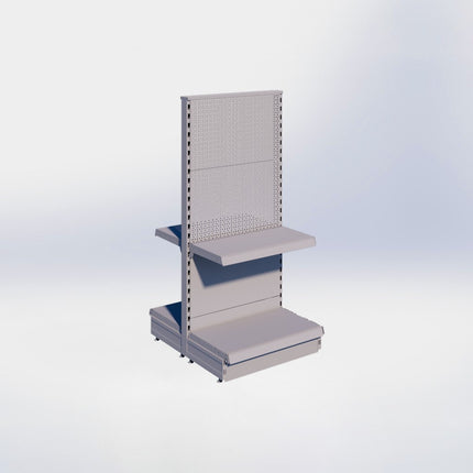 Middenstelling perforatie - H140 x B66,5 x D37 cm - 2 niveaus - Grijs