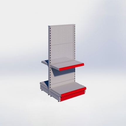 Middenstelling perforatie - H140 x B66,5 x D37 cm - 2 niveaus - Grijs