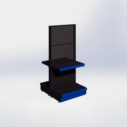 Middenstelling perforatie - H140 x B66,5 x D37 cm - 2 niveaus - Zwart