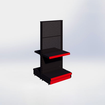 Middenstelling perforatie - H140 x B66,5 x D37 cm - 2 niveaus - Zwart