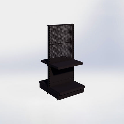 Middenstelling perforatie - H140 x B66,5 x D37 cm - 2 niveaus - Zwart