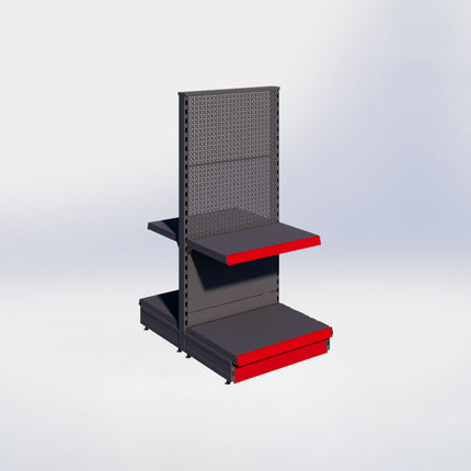 Middenstelling perforatie - H140 x B66,5 x D47 cm - 2 niveaus - Antraciet