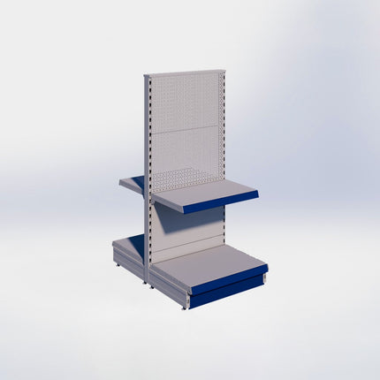 Middenstelling perforatie - H140 x B66,5 x D47 cm - 2 niveaus - Grijs