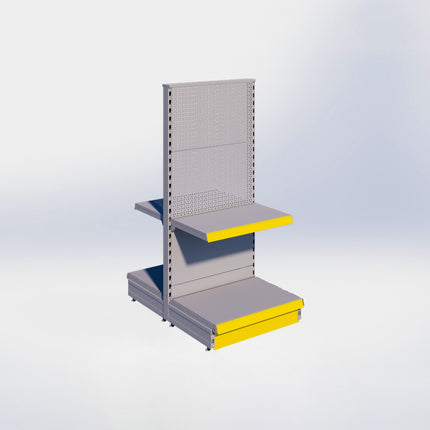 Middenstelling perforatie - H140 x B66,5 x D47 cm - 2 niveaus - Grijs