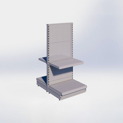 Middenstelling perforatie - H140 x B66,5 x D47 cm - 2 niveaus - Grijs