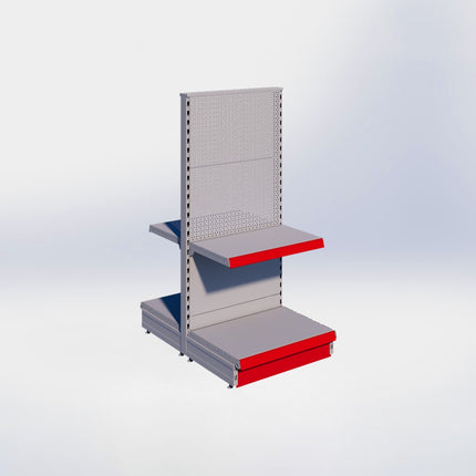 Middenstelling perforatie - H140 x B66,5 x D47 cm - 2 niveaus - Grijs