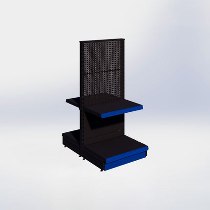 Middenstelling perforatie - H140 x B66,5 x D47 cm - 2 niveaus - Zwart