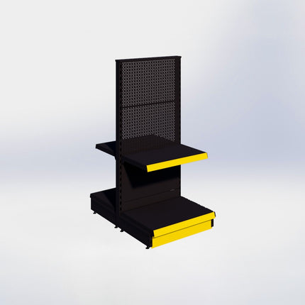 Middenstelling perforatie - H140 x B66,5 x D47 cm - 2 niveaus - Zwart