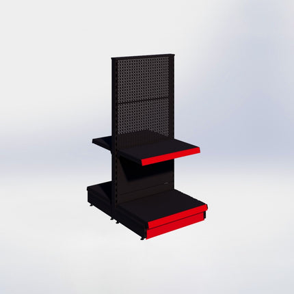 Middenstelling perforatie - H140 x B66,5 x D47 cm - 2 niveaus - Zwart