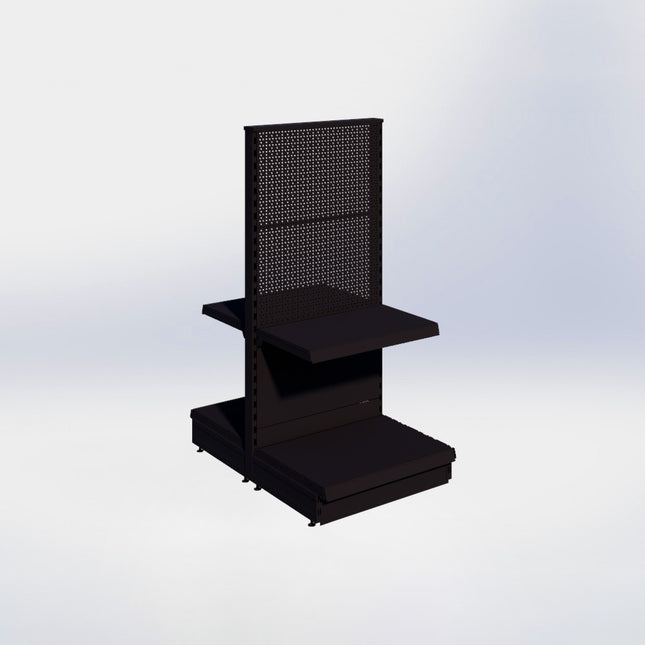 Middenstelling perforatie - H140 x B66,5 x D47 cm - 2 niveaus - Zwart