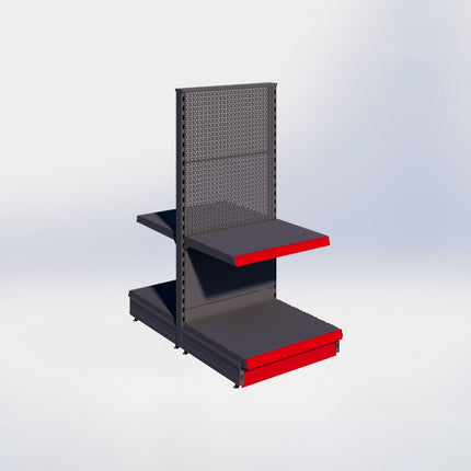 Middenstelling perforatie - H140 x B66,5 x D57 cm - 2 niveaus - Antraciet