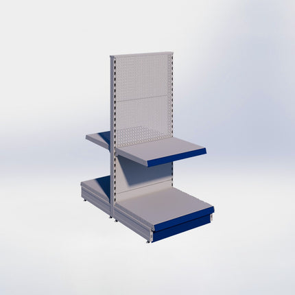 Middenstelling perforatie - H140 x B66,5 x D57 cm - 2 niveaus - Grijs