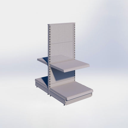 Middenstelling perforatie - H140 x B66,5 x D57 cm - 2 niveaus - Grijs