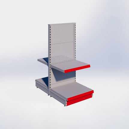 Middenstelling perforatie - H140 x B66,5 x D57 cm - 2 niveaus - Grijs