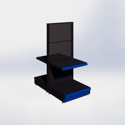 Middenstelling perforatie - H140 x B66,5 x D57 cm - 2 niveaus - Zwart