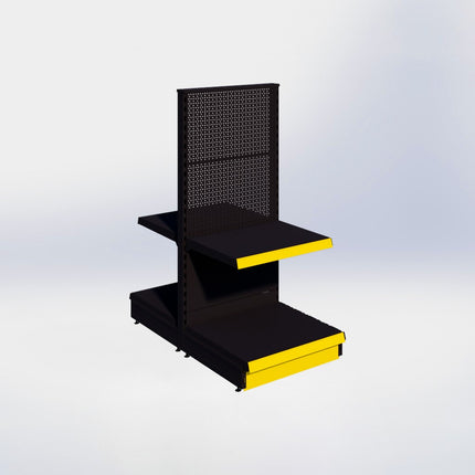 Middenstelling perforatie - H140 x B66,5 x D57 cm - 2 niveaus - Zwart